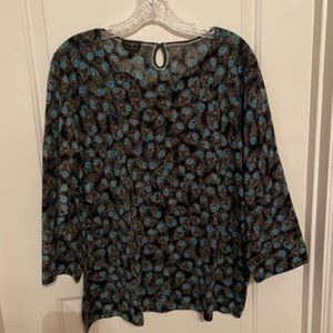 Talbots Merino Wool Sweater, black/aqua, 3X